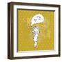Plus Size Girl in Vector. Cartoon Beautiful Woman with Textbox-smilewithjul-Framed Art Print