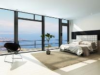 Modern Luxury Kitchen Interior with Fantastic Seascape View-PlusONE-Photographic Print