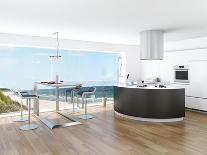 Modern Luxury Kitchen Interior with Fantastic Seascape View-PlusONE-Photographic Print