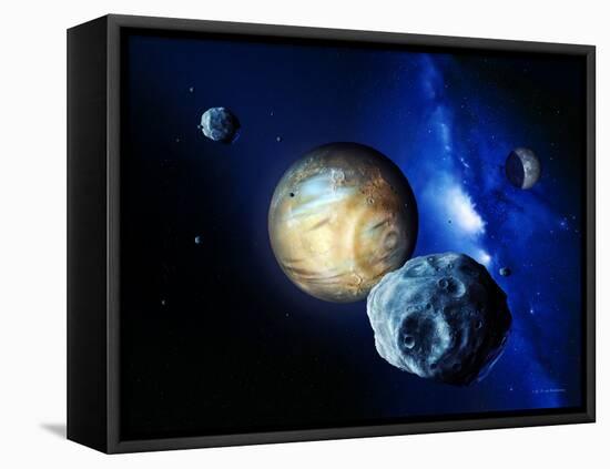 Pluto And Charon And Kuiper Belt-Detlev Van Ravenswaay-Framed Stretched Canvas