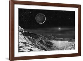 Pluto And Charon - Noir-David A Hardy-Framed Giclee Print