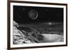 Pluto And Charon - Noir-David A Hardy-Framed Giclee Print