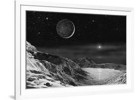 Pluto And Charon - Noir-David A Hardy-Framed Giclee Print