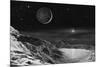 Pluto And Charon - Noir-David A Hardy-Mounted Giclee Print