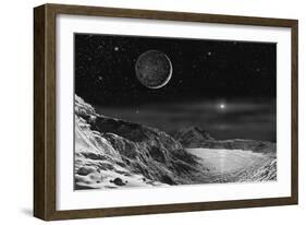 Pluto And Charon - Noir-David A Hardy-Framed Giclee Print