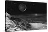 Pluto And Charon - Noir-David A Hardy-Stretched Canvas