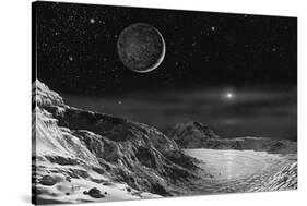 Pluto And Charon - Noir-David A Hardy-Framed Stretched Canvas
