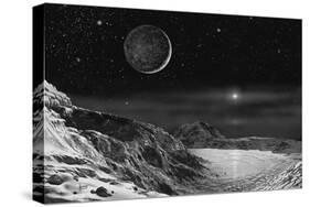 Pluto And Charon - Noir-David A Hardy-Stretched Canvas