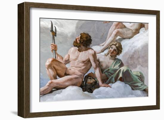 Pluto, god of the Underworld, and his wife, Prosperine Detail of The council of the Gods-Giovanni Lanfranco-Framed Giclee Print