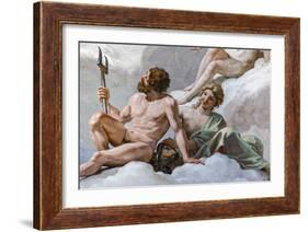 Pluto, god of the Underworld, and his wife, Prosperine Detail of The council of the Gods-Giovanni Lanfranco-Framed Giclee Print