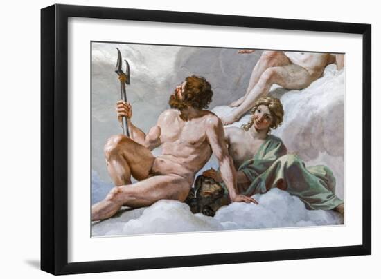 Pluto, god of the Underworld, and his wife, Prosperine Detail of The council of the Gods-Giovanni Lanfranco-Framed Giclee Print