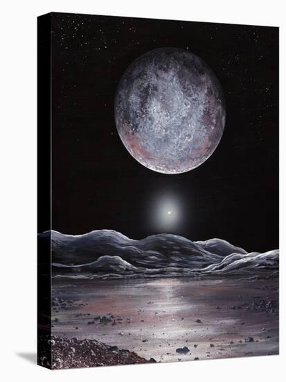 Pluto Seen From Charon, Artwork-Richard Bizley-Stretched Canvas