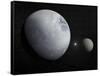 Pluton, its Big Moon Charon and the Polaris Star-null-Framed Stretched Canvas