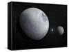 Pluton, its Big Moon Charon and the Polaris Star-null-Framed Stretched Canvas