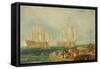 Plymouth Harbour: Towing In-J. M. W. Turner-Framed Stretched Canvas