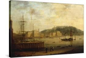 Plymouth Harbour with the Royal William Victualling Yard-William Daniell-Stretched Canvas