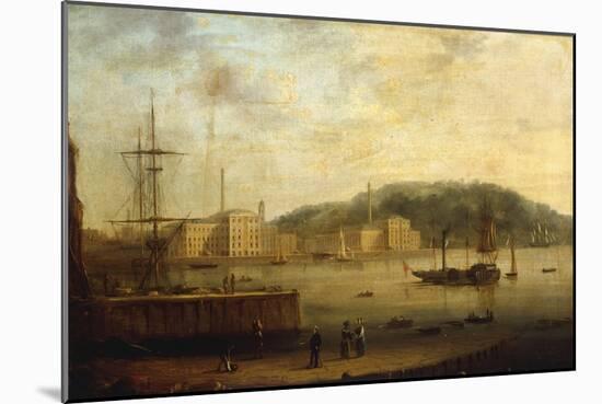 Plymouth Harbour with the Royal William Victualling Yard-William Daniell-Mounted Giclee Print