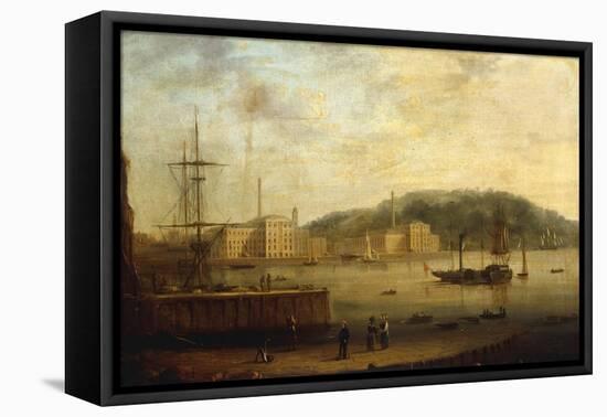 Plymouth Harbour with the Royal William Victualling Yard-William Daniell-Framed Stretched Canvas