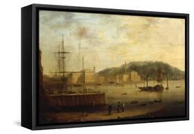 Plymouth Harbour with the Royal William Victualling Yard-William Daniell-Framed Stretched Canvas