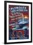 Plymouth, Massachusetts - Blue Whale Watching Vintage Sign-Lantern Press-Framed Art Print