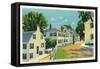 Plymouth, Massachusetts - Leyden Street View, First Street in New England-Lantern Press-Framed Stretched Canvas