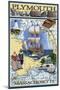 Plymouth, Massachusetts - Nautical Chart-Lantern Press-Mounted Art Print