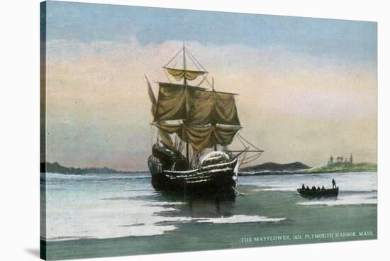 Plymouth, Massachusetts, Representation of the 1621 Mayflower Landing-Lantern Press-Stretched Canvas