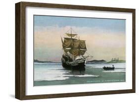 Plymouth, Massachusetts, Representation of the 1621 Mayflower Landing-Lantern Press-Framed Art Print