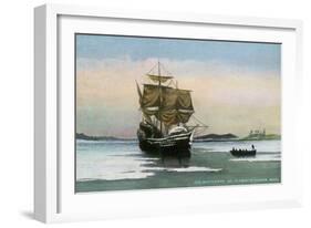 Plymouth, Massachusetts, Representation of the 1621 Mayflower Landing-Lantern Press-Framed Art Print