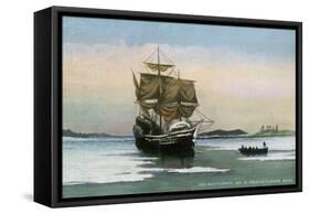 Plymouth, Massachusetts, Representation of the 1621 Mayflower Landing-Lantern Press-Framed Stretched Canvas