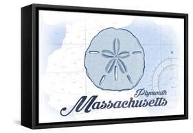 Plymouth, Massachusetts - Sand Dollar - Blue - Coastal Icon-Lantern Press-Framed Stretched Canvas