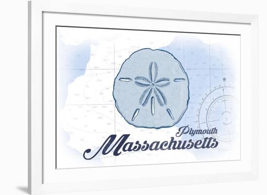 Plymouth, Massachusetts - Sand Dollar - Blue - Coastal Icon-Lantern Press-Framed Art Print