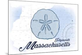 Plymouth, Massachusetts - Sand Dollar - Blue - Coastal Icon-Lantern Press-Mounted Art Print