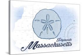 Plymouth, Massachusetts - Sand Dollar - Blue - Coastal Icon-Lantern Press-Stretched Canvas