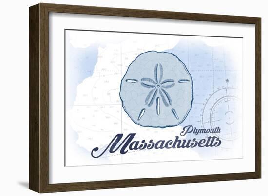 Plymouth, Massachusetts - Sand Dollar - Blue - Coastal Icon-Lantern Press-Framed Art Print