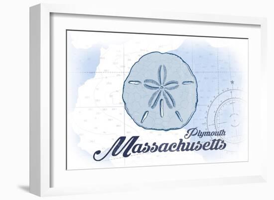 Plymouth, Massachusetts - Sand Dollar - Blue - Coastal Icon-Lantern Press-Framed Art Print