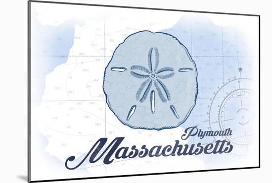 Plymouth, Massachusetts - Sand Dollar - Blue - Coastal Icon-Lantern Press-Mounted Art Print