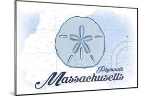 Plymouth, Massachusetts - Sand Dollar - Blue - Coastal Icon-Lantern Press-Mounted Art Print