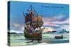 Plymouth, Massachusetts - The Mayflower Landing in 1620 Scene-Lantern Press-Stretched Canvas