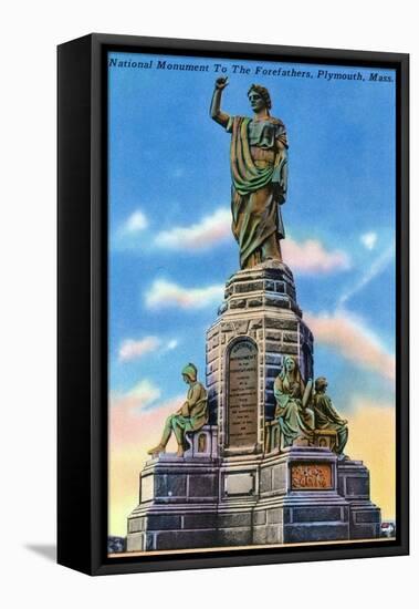 Plymouth, Massachusetts - View of National Monument to US Forefathers-Lantern Press-Framed Stretched Canvas