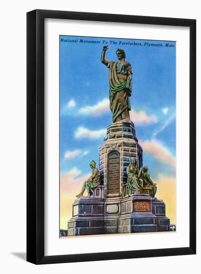 Plymouth, Massachusetts - View of National Monument to US Forefathers-Lantern Press-Framed Art Print