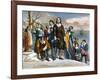 Plymouth Rock, 1620-Currier & Ives-Framed Giclee Print