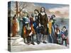 Plymouth Rock, 1620-Currier & Ives-Stretched Canvas