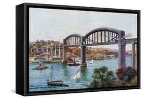 Plymouth, Royal Albert Bridge, Saltash-Alfred Robert Quinton-Framed Stretched Canvas