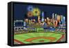 PNC Park Fireworks Pittsburgh-Ron Magnes-Framed Stretched Canvas