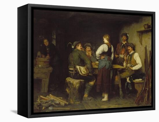 Poachers in a Mountain Cabin, 1876-Franz Von Defregger-Framed Stretched Canvas