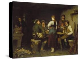 Poachers in a Mountain Cabin, 1876-Franz Von Defregger-Stretched Canvas