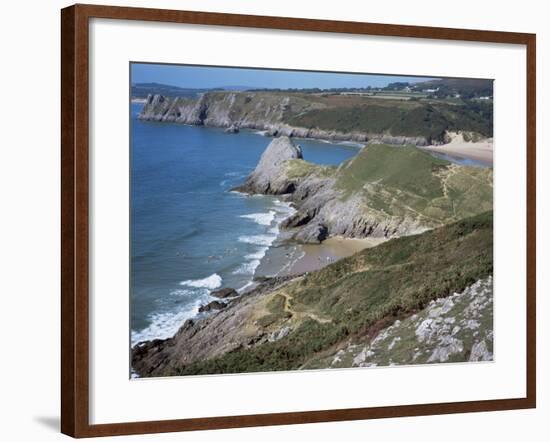 Pobbles Beach from the Pennard Cliffs, Gower, Wales, United Kingdom-David Hunter-Framed Photographic Print