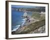 Pobbles Beach from the Pennard Cliffs, Gower, Wales, United Kingdom-David Hunter-Framed Photographic Print