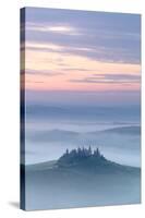 Podere Belvedere and mist at sunrise, San Quirico d'Orcia, Val d'Orcia, Tuscany, Italy-Ed Hasler-Stretched Canvas
